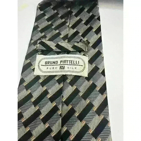 Bruno Piattelli Men's Silk Tie Multicolor Geometric Pattern Classic Length - Picture 3 of 4